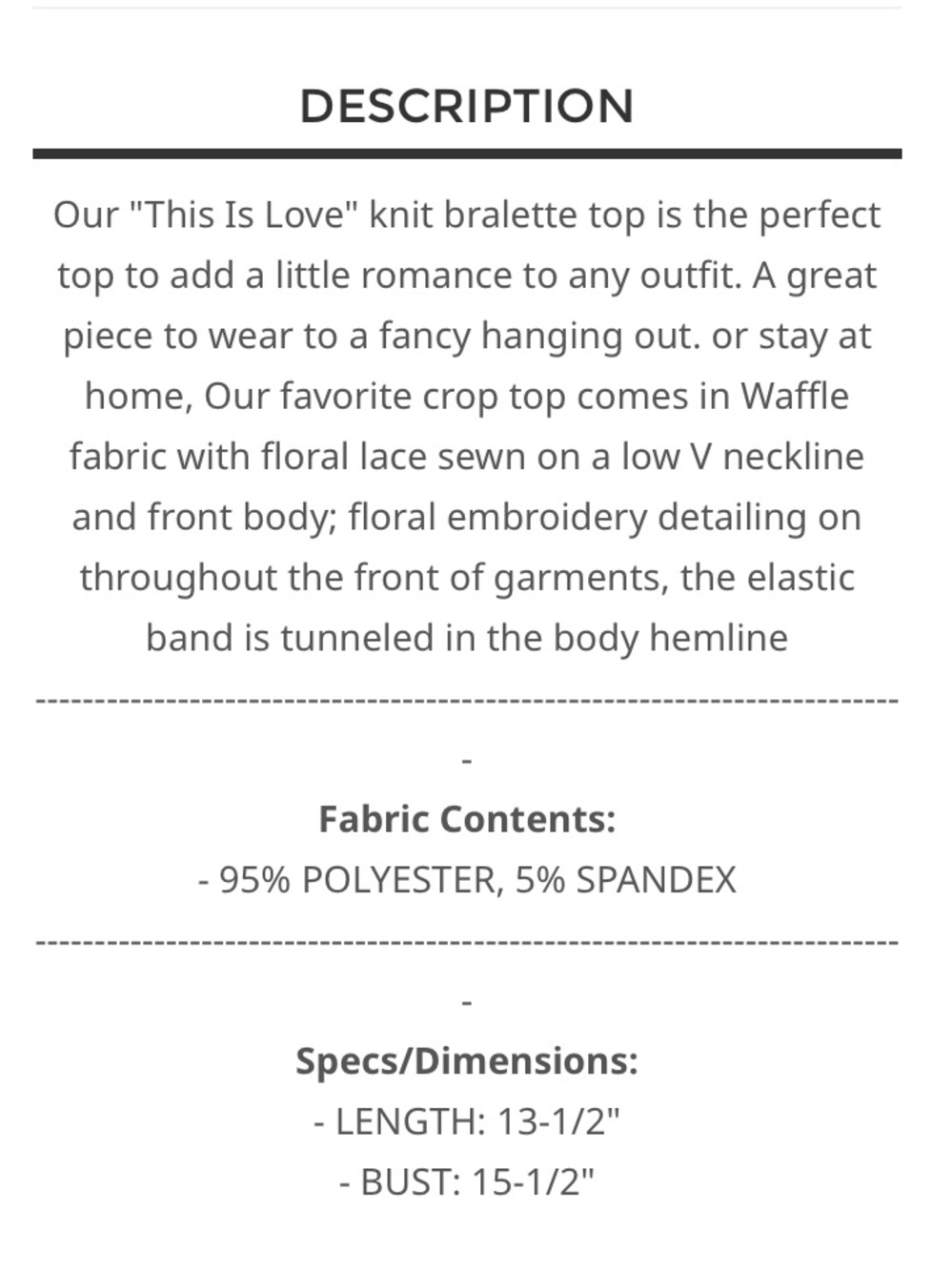 4 1 left 🇺🇸POL floral lace V neck bralette top - Picture 5 of 5